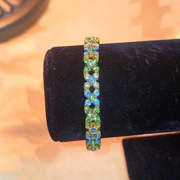 Vtg Joan Rivers Gold Vermeil Crystal Rhinestone XO Tennis Bracelet 7.5" Signed - Picture 14 of 15